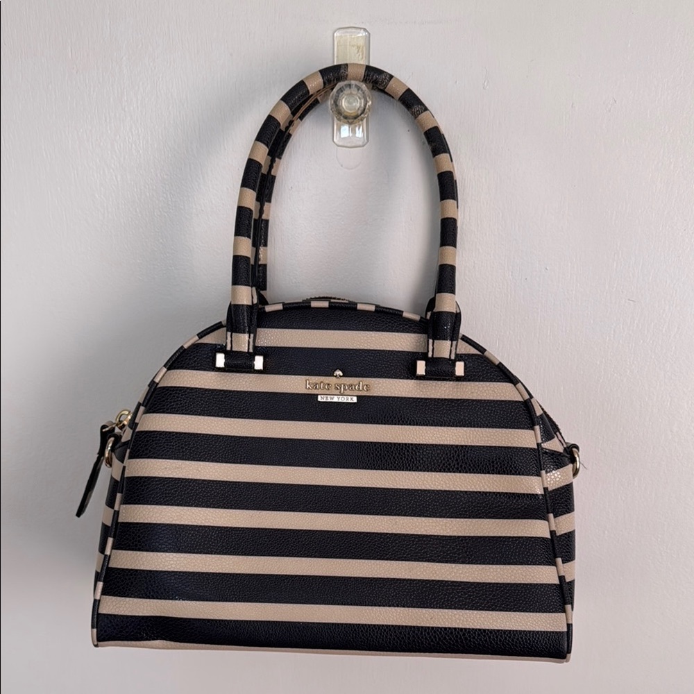 Kate Spade Blue and Tan Striped Satchel
